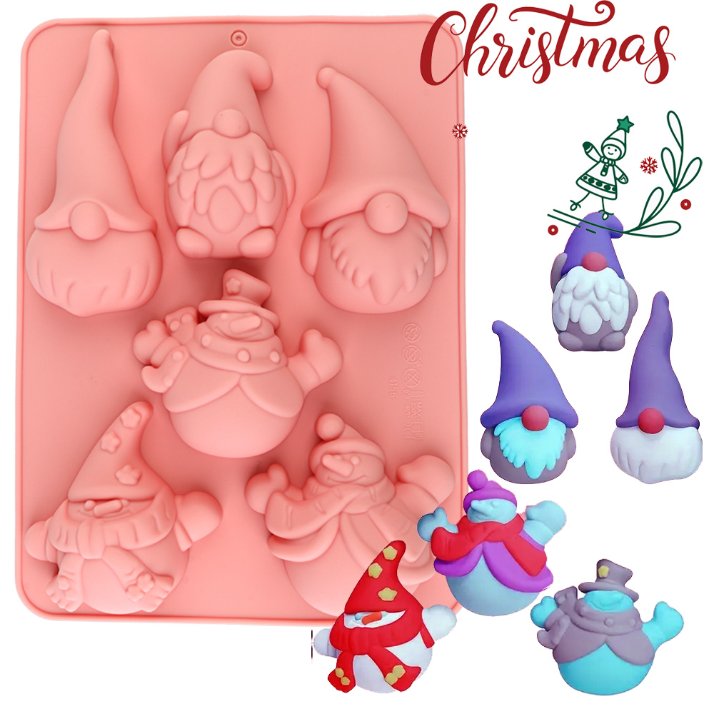 Candle Making Equipment - 6-Cavity Christmas Gnome Cake Chocolate Silicone