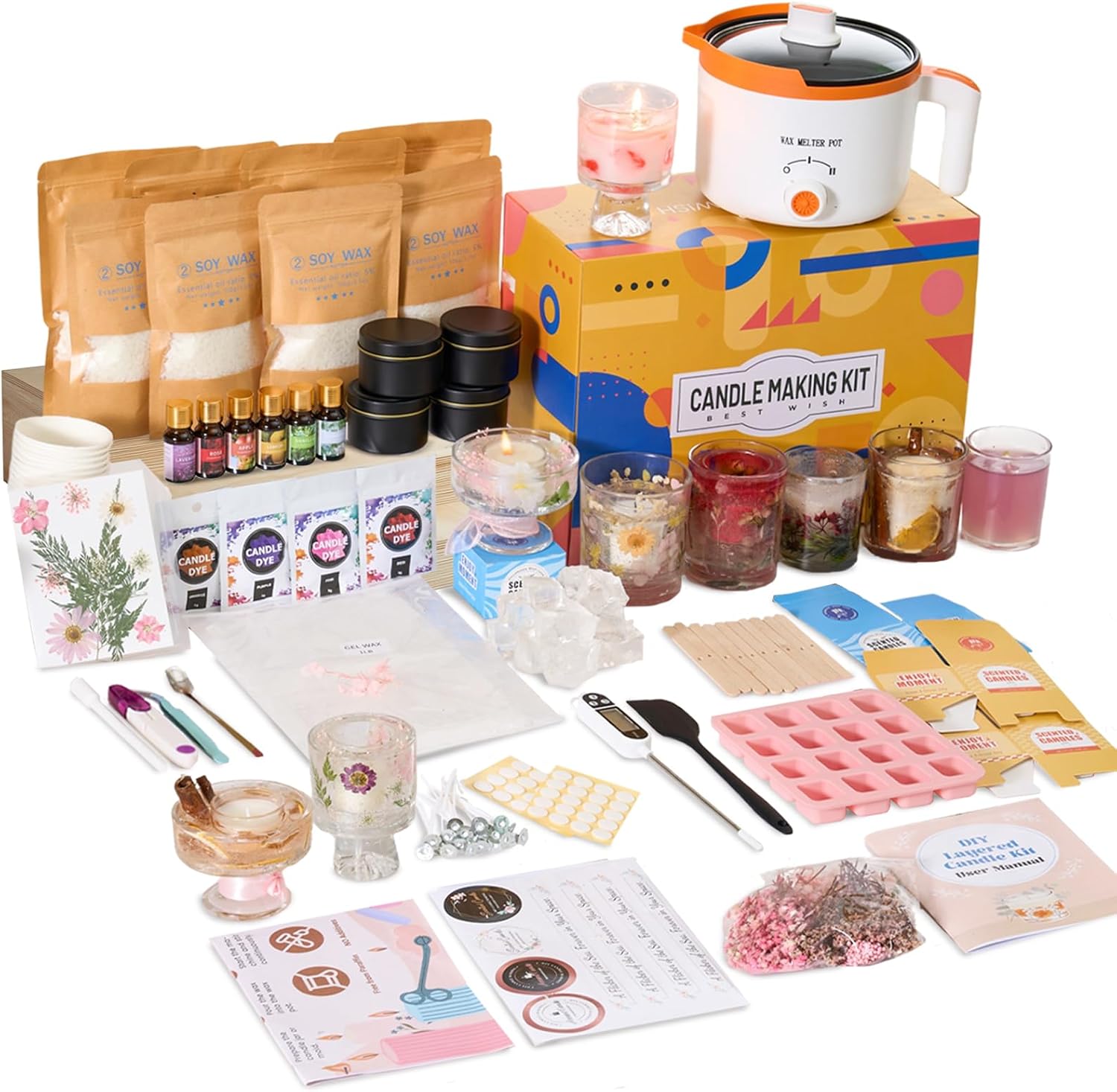 Candle Making Kit For Adults - 2-in-1 Soy & Jelly Wax DIY