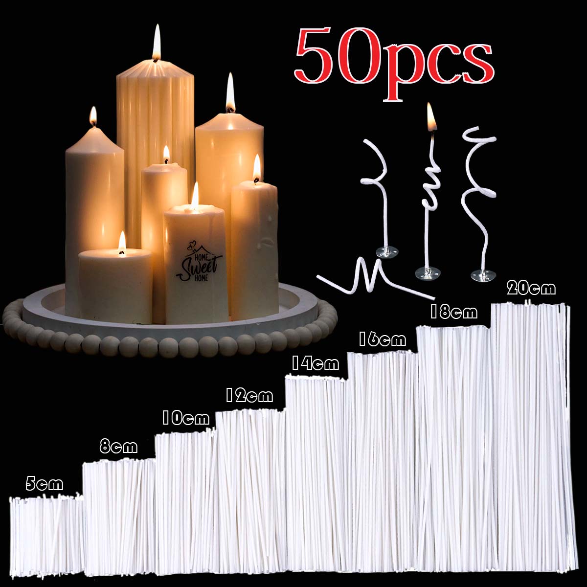 50Pcs 5-20Cm Candle Wicks Waxe - Candle Making Instructions ulasan dan harga
